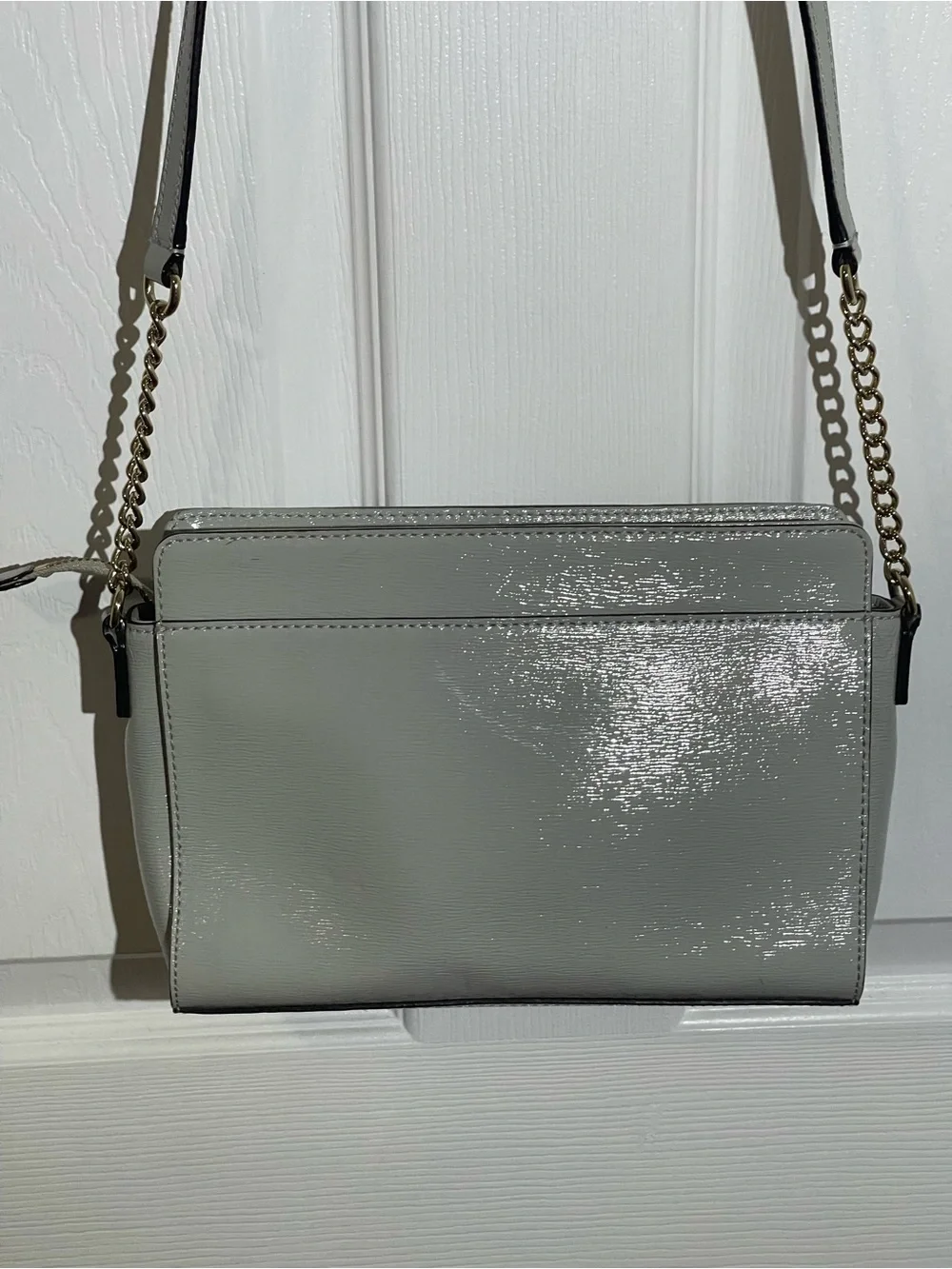 Kate Spade Hancock Park Gray Patent Angelica Crossbody Bag